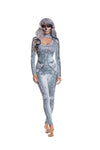 Dreamgirl Beautiful Bones Sublimated Jumpsuit Women’s Costume – Skeleton Halloween Outfit Costume Dreamgirl 