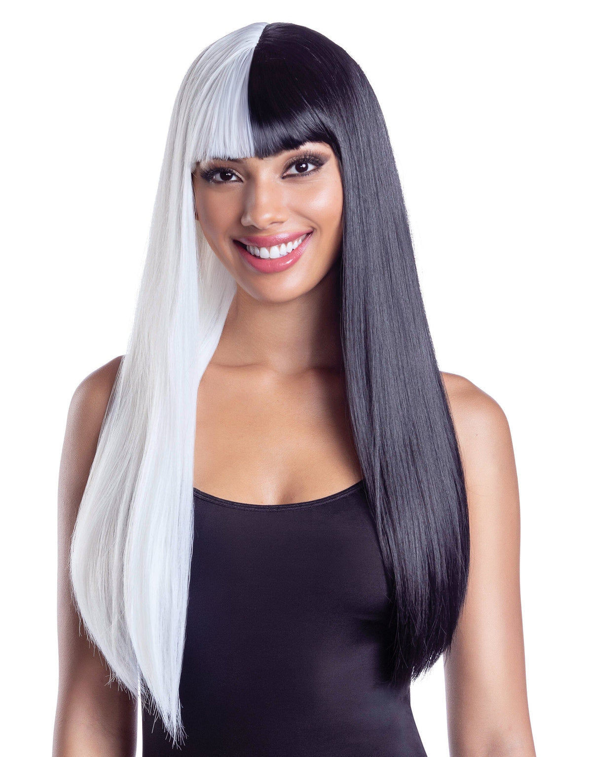 Dreamgirl Black and White Split Long Wig – Two-Tone Costume Wig Costume Dreamgirl 