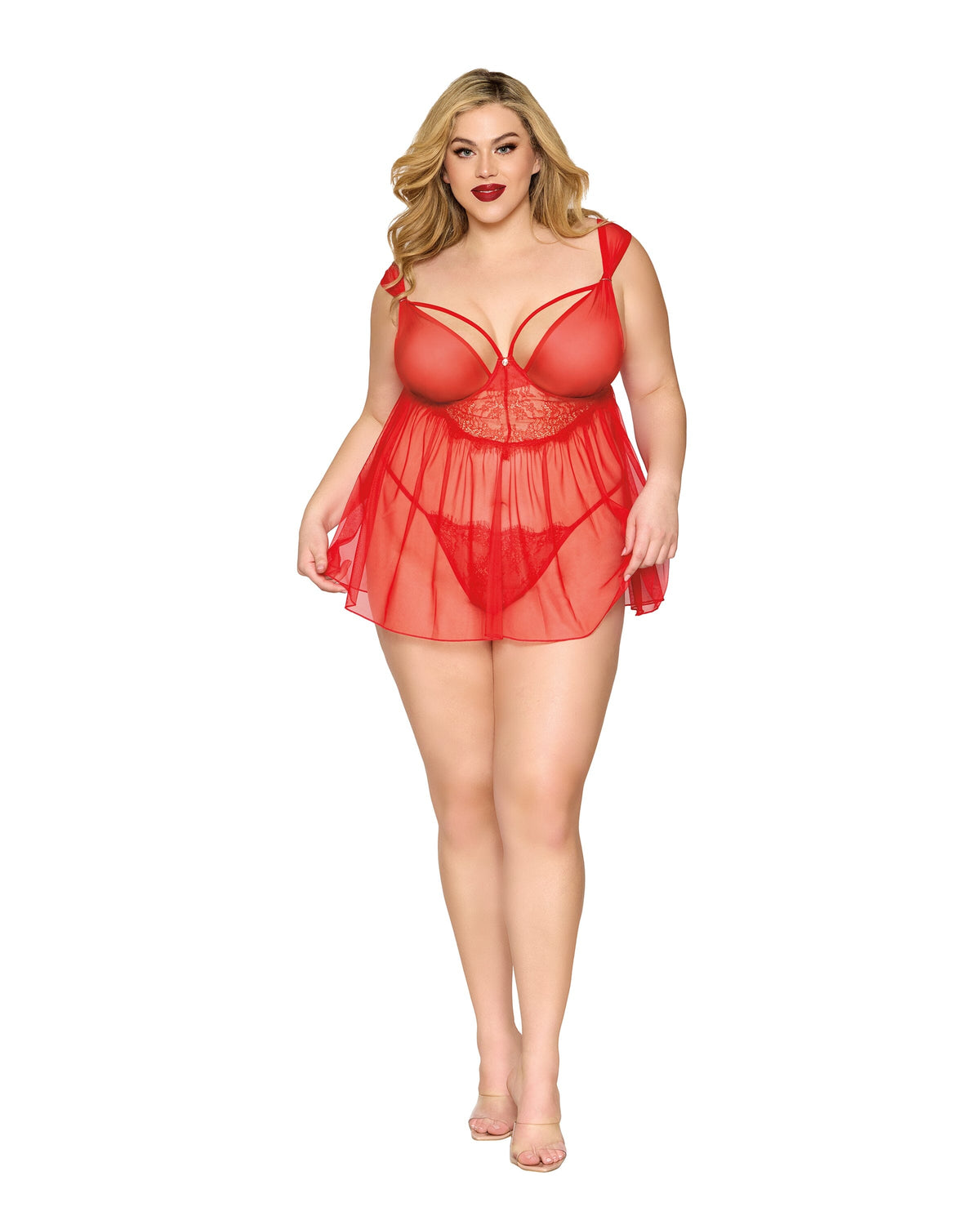 Dreamgirl Plus Size Babydoll & G-String Lingerie Dreamgirl 