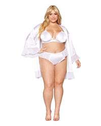 Dreamgirl Plus Size Matte Satin Robe, Bralette, and Thong Set BRALETTE AND THONG Dreamgirl 