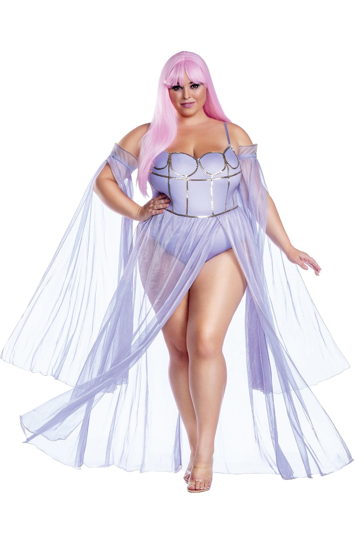 Dreamgirl Plus Size Moonlit Goddess Bodysuit with Sequin and Sheer Skirt Women’s Costume – Fantasy Outfit Costume Dreamgirl 