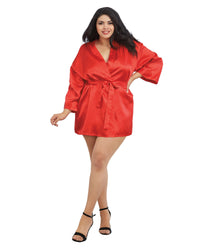 Dreamgirl Plus Size Satin Robe & Chemise Set Robe Dreamgirl 