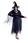 Dreamgirl Plus Size Scary Witch Velvet & Lace Dress with Hat & Cape Women’s Costume – Halloween Witch Outfit Costume Dreamgirl 