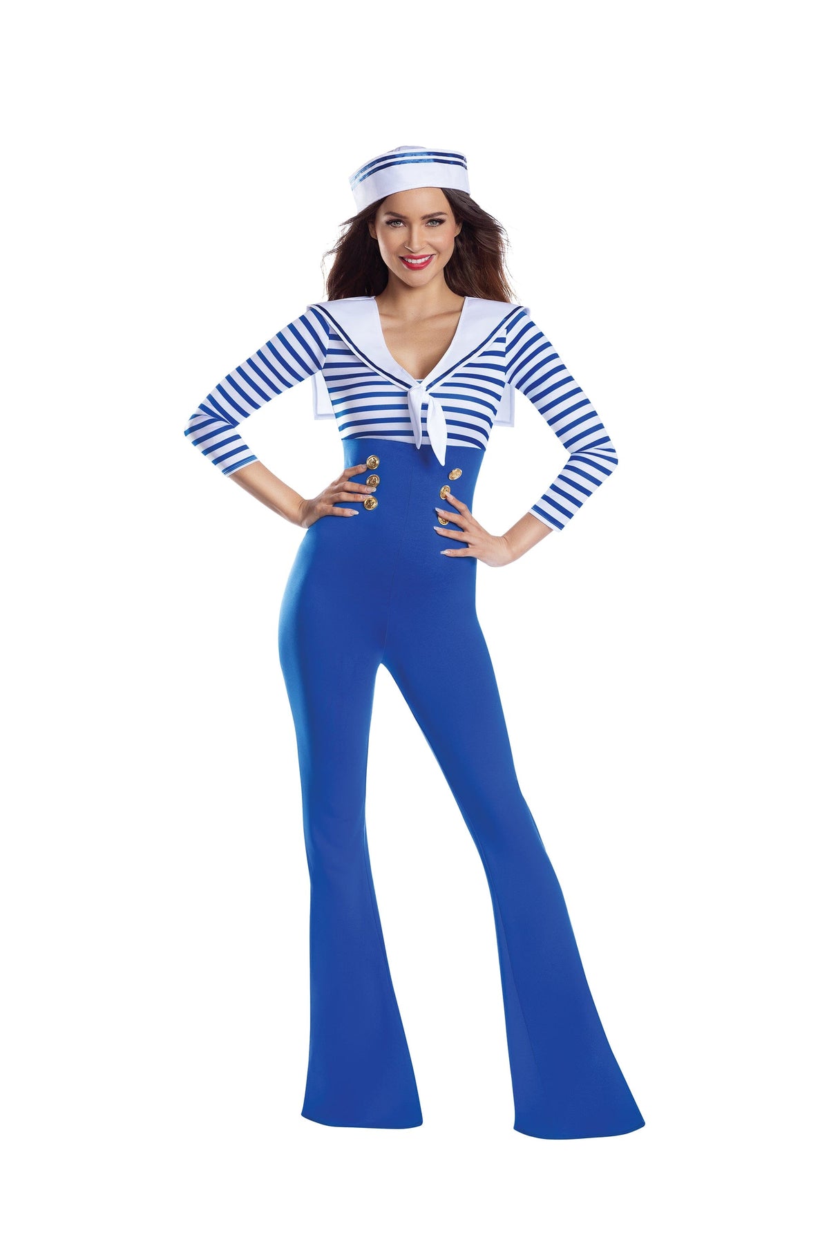 Dreamgirl Sailorette Bellbottom Jumpsuit Women’s Costume – Nautical-Inspired Outfit Costume Dreamgirl 