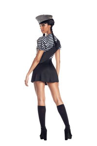 Dreamgirl Spooky Scout Stripe Printed Dress with Sash & Beret Women’s Costume – Halloween Outfit Costume Dreamgirl 