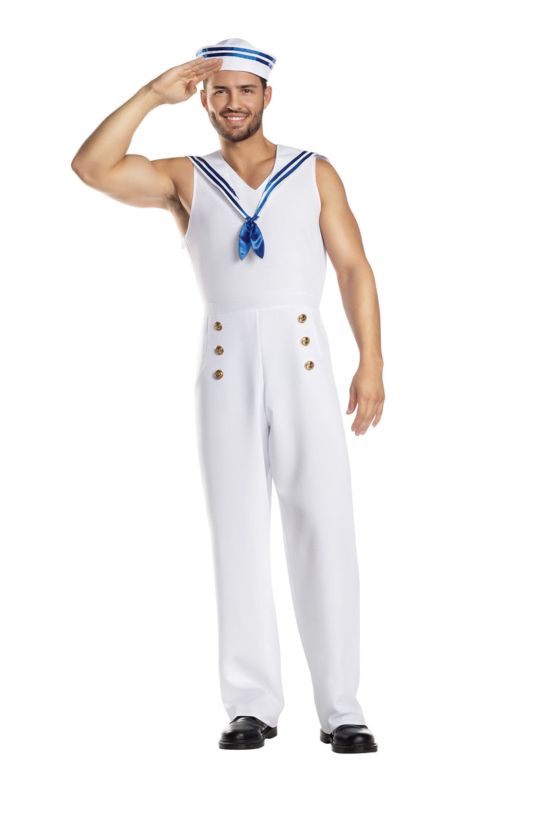 Dreamguy Sailor Sleeveless Jumpsuit Men’s Costume – Poly Poplin Nautical Outfit Costume Dreamgirl 